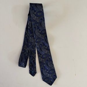 Polifroni Milano 100% Silk Made in Canada Blue Gray Black Necktie